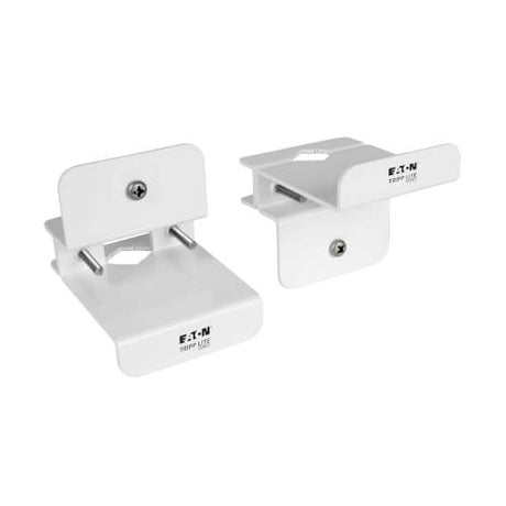 Two white metal brackets with 'E-T-N' branding on a white background